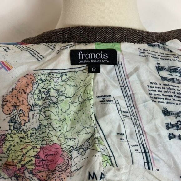Christian Francis Roth Brown Tweed Wool Blazer Size 8 - Picture 5 of 11
